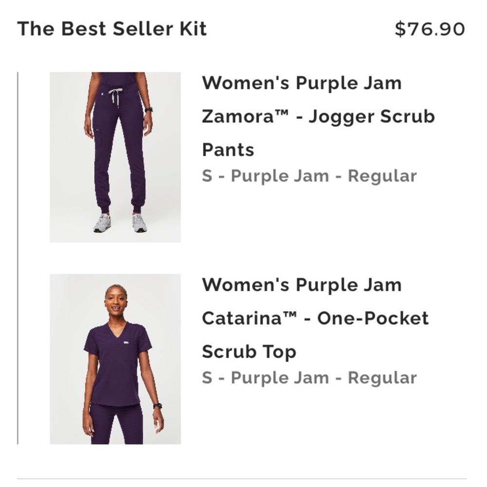 FIGS S Purple Jam Scrub Set Top & Pants